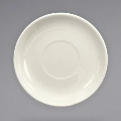 International Tableware 822-01S 6 1/8" Ivory (American White) Stoneware Latte Saucer - 24/Case
