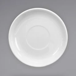 International Tableware 822-02S 6 1/8" European White Stoneware Latte Saucer - 24/Case