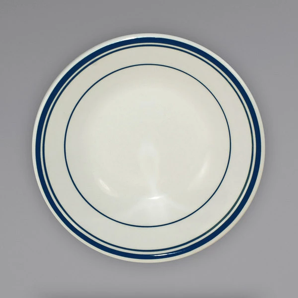 International Tableware CT-11 Catania 5 Oz. Ivory (American White) Stoneware Fruit Bowl With Blue Bands - 36/Case 2 International Tableware CT-11 Catania 5 Oz. Ivory (American White) Stoneware Fruit Bowl With Blue Bands - 36/Case - Image 2