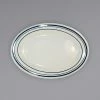 International Tableware CT-34 Catania 9 5/8" X 6 3/8" Ivory (American White) Stoneware Platter With Blue Bands - 24/Case