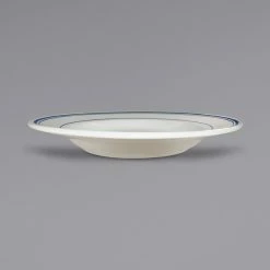 International Tableware CT-105 Catania 16 Oz. Ivory (American White) Stoneware Pasta Bowl With Blue Bands - 12/Case