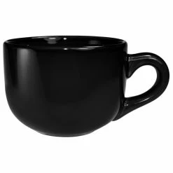 International Tableware 822-05 Cancun 14 Oz. Black Stoneware Latte Cup - 24/Case