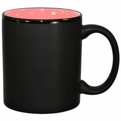 International Tableware 87168-26/05MF-05C Hilo 11 Oz. Pink In / Black Out Stoneware C-Handle Mug - 12/Case