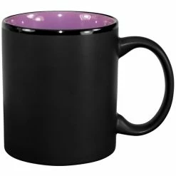 International Tableware 87168-2583C/05MF-05C Hilo 11 Oz. Purple In / Black Out Stoneware C-Handle Mug - 12/Case