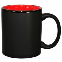 International Tableware 87168-2904/05MF-05C Hilo 11 Oz. Red In / Black Out Stoneware C-Handle Mug - 12/Case
