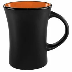 International Tableware 83570-2956/05MF-05C Hilo 9.5 Oz. Orange In / Black Out Stoneware Venturi Flared Mug - 12/Case