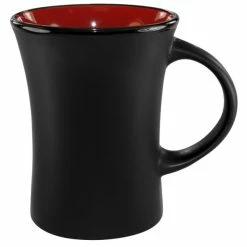International Tableware 83570-2904/05MF-05C Hilo 9.5 Oz. Red In / Black Out Stoneware Venturi Flared Mug - 12/Case