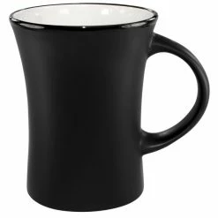 International Tableware 83570-02/05MF-05C Hilo 9.5 Oz. White In / Black Out Stoneware Venturi Flared Mug - 12/Case