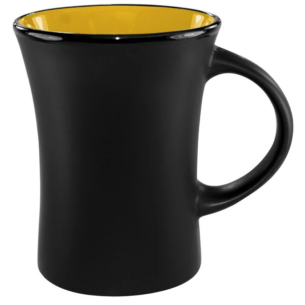 International Tableware 83570-2900/05MF-05C Hilo 9.5 Oz. Yellow In / Black Out Stoneware Venturi Flared Mug - 12/Case 1 International Tableware 83570-2900/05MF-05C Hilo 9.5 Oz. Yellow In / Black Out Stoneware Venturi Flared Mug - 12/Case