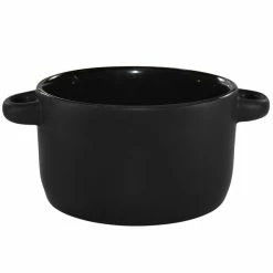 International Tableware 83567-05/05MF-05C Hilo 11 Oz. Black In / Black Out Stoneware Mini Casserole Dish / Soup Bowl - 12/Case