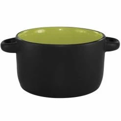 International Tableware 83567-2902/05MF-05C Hilo 11 Oz. Rye Green In / Black Out Stoneware Mini Casserole Dish / Soup Bowl - 12/Case
