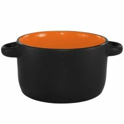 International Tableware 83567-2956/05MF-05C Hilo 11 Oz. Orange In / Black Out Stoneware Mini Casserole Dish / Soup Bowl - 12/Case