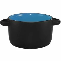 International Tableware 83567-2903/05MF-05C Hilo 11 Oz. Sky Blue In / Black Out Stoneware Mini Casserole Dish / Soup Bowl - 12/Case