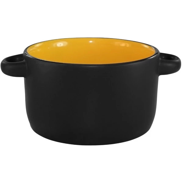 International Tableware 83567-2900/05MF-05C Hilo 11 Oz. Yellow In / Black Out Stoneware Mini Casserole Dish / Soup Bowl - 12/Case 1 International Tableware 83567-2900/05MF-05C Hilo 11 Oz. Yellow In / Black Out Stoneware Mini Casserole Dish / Soup Bowl - 12/Case