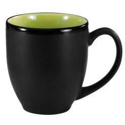International Tableware 81376-2902/05MF-05C Hilo 14 Oz. Rye Green In / Black Out Stoneware Bistro Cup - 12/Case