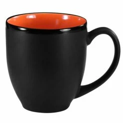 International Tableware 81376-2956/05MF-05C Hilo 14 Oz. Orange In / Black Out Stoneware Bistro Cup - 12/Case