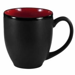 International Tableware 81376-2904/05MF-05C Hilo 14 Oz. Red In / Black Out Stoneware Bistro Cup - 12/Case