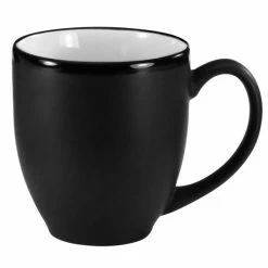 International Tableware 81376-02/05MF-05C Hilo 14 Oz. White In / Black Out Stoneware Bistro Cup - 12/Case