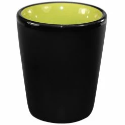 International Tableware 81122-2902/05MF-05C Hilo 1.5 Oz. Rye Green In / Black Out Stoneware Shot Glass - 24/Case