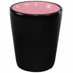 International Tableware 81122-26/05MF-05C Hilo 1.5 Oz. Pink In / Black Out Stoneware Shot Glass - 24/Case