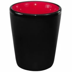 International Tableware 81122-2904/05MF-05C Hilo 1.5 Oz. Red In / Black Out Stoneware Shot Glass - 24/Case