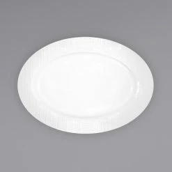 International Tableware DR-12 Dresden 10 1/8" X 7" Bright White Porcelain Platter - 12/Case