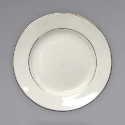 International Tableware FL-8GF Florentine 9" Gold Rim Ivory (American White) Stoneware Plate - 24/Case