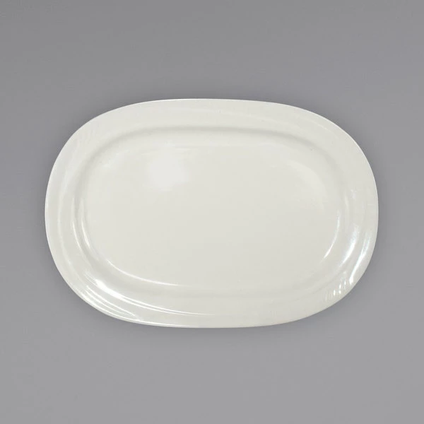International Tableware NP-12 Newport 10 3/8" X 7 1/2" Ivory (American White) Embossed Stoneware Platter - 24/Case 1 International Tableware NP-12 Newport 10 3/8" X 7 1/2" Ivory (American White) Embossed Stoneware Platter - 24/Case