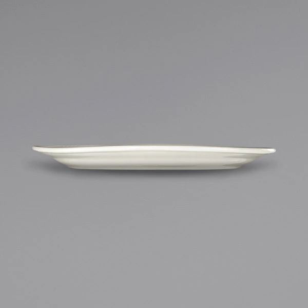 International Tableware NP-12 Newport 10 3/8" X 7 1/2" Ivory (American White) Embossed Stoneware Platter - 24/Case 2 International Tableware NP-12 Newport 10 3/8" X 7 1/2" Ivory (American White) Embossed Stoneware Platter - 24/Case - Image 2