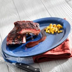 International Tableware CFN-13 Campfire 11 1/2" X 9 1/4" Speckle Ocean Blue Narrow Rim Stoneware Platter - 12/Case 5 International Tableware CFN-13 Campfire 11 1/2" X 9 1/4" Speckle Ocean Blue Narrow Rim Stoneware Platter - 12/Case -Rak Porcelain shop 1980085