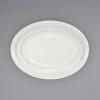 International Tableware AT-12 Athena 9 1/4" X 6 7/8" Ivory (American White) Wide Rim Rolled Edge Embossed Stoneware Platter - 24/Case