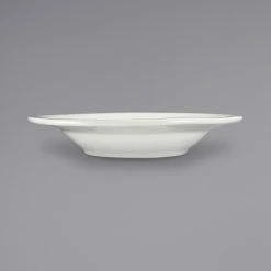 International Tableware AT-3 Athena 12 Oz. Ivory (American White) Wide Rim Rolled Edge Embossed Stoneware Deep Rim Soup Bowl - 24/Case