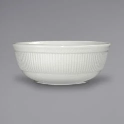 International Tableware AT-15 Athena 18 Oz. Ivory (American White) Embossed Stoneware Nappie / Oatmeal Bowl - 36/Case