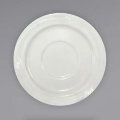 International Tableware NP-2 Newport 5 3/8" Ivory (American White) Embossed Stoneware Saucer - 36/Case
