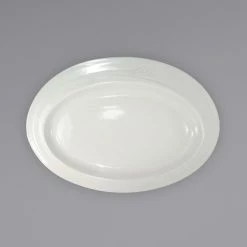International Tableware NP-14 Newport 14 1/2" X 10 1/8" Ivory (American White) Embossed Stoneware Entree Platter - 12/Case