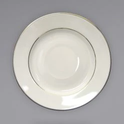 International Tableware FL-2GF Florentine 5 3/4" Gold Rim Ivory (American White) Stoneware Saucer - 36/Case