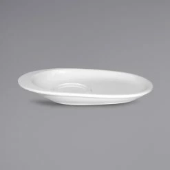 International Tableware FA-6929S 8 3/8" X 5 1/4" Bright White Offset Stoneware Milano Saucer - 36/Case