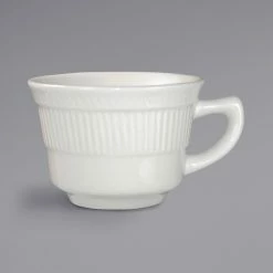 International Tableware AT-1 Athena 7 Oz. Ivory (American White) Embossed Stoneware Low Cup - 36/Case