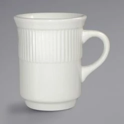 International Tableware AT-17 Athena 8.5 Oz. Ivory (American White) Embossed Stoneware Toledo Mug - 36/Case