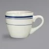 International Tableware CT-35 Catania 3.5 Oz. Ivory (American White) Stoneware A.D. Espresso Cup With Blue Bands - 36/Case