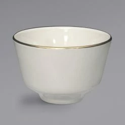 International Tableware FL-4 Florentine 7 1/4 Oz. Gold Rim Ivory (American White) Stoneware Bouillon - 36/Case