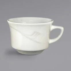 International Tableware NP-23 Newport 7.5 Oz. Ivory (American White) Embossed Stoneware Low Cup - 36/Case