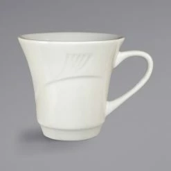 International Tableware NP-71 Newport 7 Oz. Ivory (American White) Embossed Stoneware Petal Cup - 36/Case