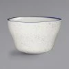 International Tableware DA-4 Danube 7.25 Oz. Ivory (American White) Blue Speckled Stoneware Bouillon With Blue Bands - 36/Case