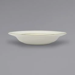 International Tableware FL-3GF Florentine 12 Oz. Gold Rim Ivory (American White) Stoneware Deep Rim Soup Bowl - 24/Case