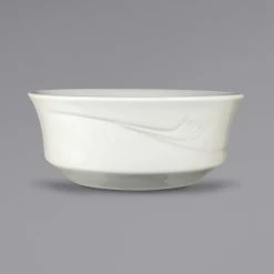 International Tableware NP-15 Newport 13 Oz. Ivory (American White) Embossed Stoneware Nappie / Oatmeal Bowl - 36/Case