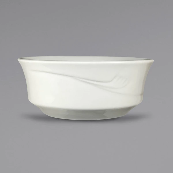 International Tableware NP-15 Newport 13 Oz. Ivory (American White) Embossed Stoneware Nappie / Oatmeal Bowl - 36/Case 1 International Tableware NP-15 Newport 13 Oz. Ivory (American White) Embossed Stoneware Nappie / Oatmeal Bowl - 36/Case