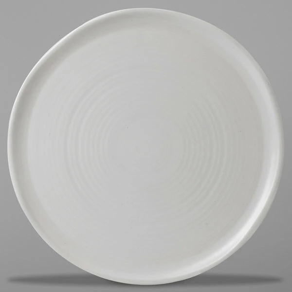 Dudson EP318 Evo 12 1/2" Matte Pearl Flat Round Stoneware Plate By Arc Cardinal - 8/Case 1 Dudson EP318 Evo 12 1/2" Matte Pearl Flat Round Stoneware Plate By Arc Cardinal - 8/Case