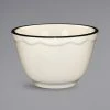 International Tableware SY-4 Sydney 7.25 Oz. Ivory (American White) Scalloped Edge Stoneware Bouillon With Black Rim - 36/Case