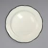 International Tableware SY-6 Sydney 6 3/8" Ivory (American White) Scalloped Edge Stoneware Plate With Black Rim - 36/Case